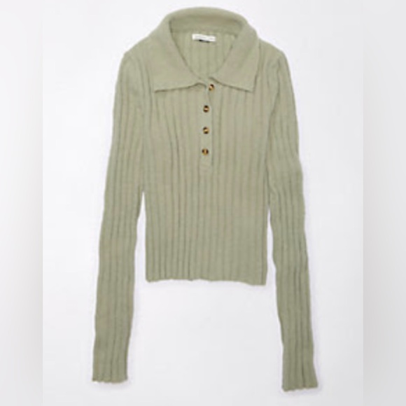 NWT Green teal American Eagle Eyelash Polo Fall Cozy Sweater Women’s XXL - Picture 2 of 5
